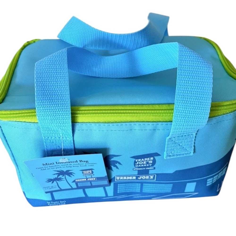 Trader Joe’s Blue with Green Trim Mini Insulated Tote Bag Lunch Box